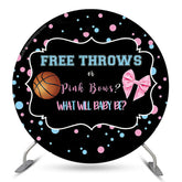 Lofaris Basketball Or Pink Bow Round Gender Reveal Backdrop
